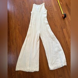 Elegant 100% Silk Cream Jumpsuit